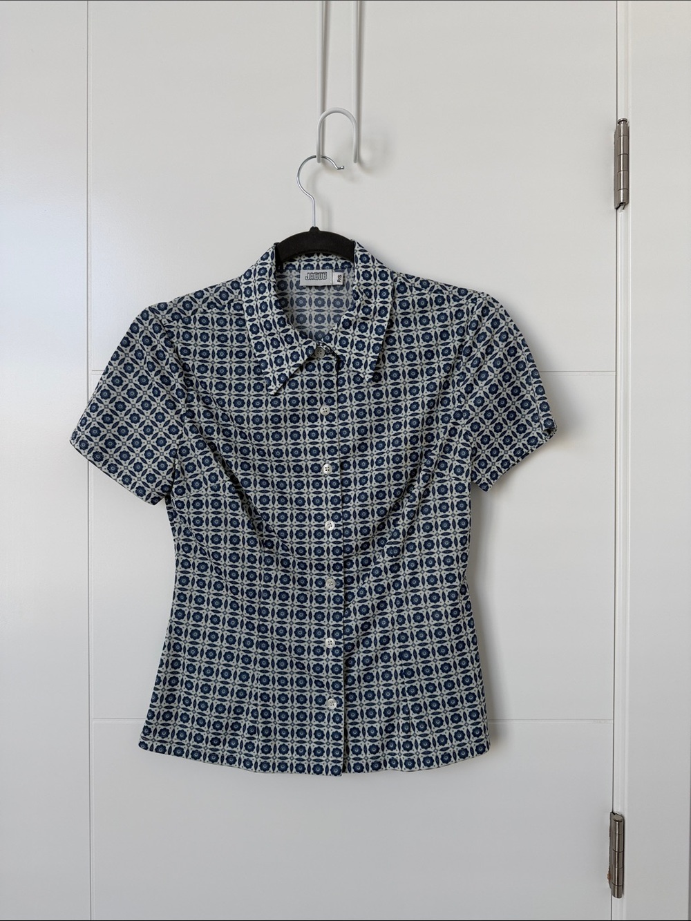 Jacob Navy and White Short Sleeve Button-Up Shirt